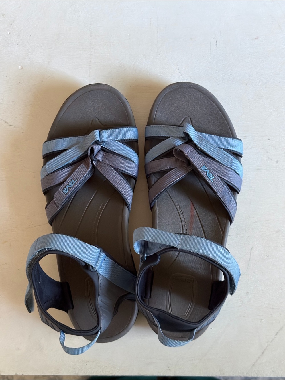 Teva Womens Blue and Gray Strappy Outdoor Sandals